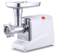 Stalwart Commercial Meat Grinder - Heavy-Duty Stainless Steel Electric Mincer, 75kg/h Output, 1000W Max 1.3HP, Metal Gears, Reverse Function, Circuit Breaker, Stainless Steel Blades & Sausage Stuffer