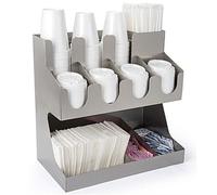 Stalwart Commercial Stainless Steel Cup Holder & Dispenser/Organiser 2-Tier Design, 7-Stack Capacity for 100mm Cups, Ideal for Cafes, Restaurants & Offices