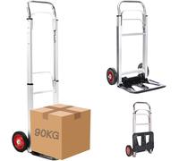 Stalwart Compact Heavy Duty Foldable Hand Truck with 90KG Load Rating, Aluminum Frame Sack Barrow Trolley for Parcel Delivery, Supermarket Shopping, Garden Work and General Transport