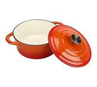 Stalwart DA-A24DQO Enameled Cast Iron Casserole Dish Round Orange 24cm 5.2 litres