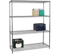 Stalwart DA-CR15045180A4 Commercial Shelving Unit 4 Tier 1000kg Width 1500mm Depth 450mm Chrome Wire