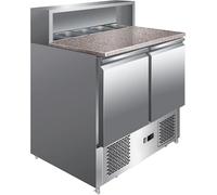 Stalwart DA-PZ22 Pizza Prep Table, 2 Doors, Stainless Steel Pizza top, 5xGN1/6, 700mm Depth