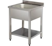 Stalwart DA-VS86BS Commercial Sink Stainless Steel 1 Bowl Bottom Shelf Splashback 800mm Depth 600mm