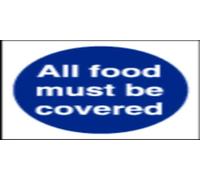 Stalwart L953 Sign, All Food Must Be Covered, 100 mm x 100mm