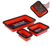 Stalwart Multi-Size Collapsible Magnetic Parts Tray Set, Red/Black, 3-Pack | Magnetic Tray Set with 3 Different Size Magnet Bowl for Screws, Nuts, Pins, or Other Small Metal Parts - Mechanic Gift