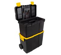 Stalwart Stackable Mobile Tool Box with Wheels, Black, Yellow, Clear,75-3042