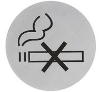 Stalwart U052 No Smoking Door Sign, Stainless Steel, Self Adhesive, 7.5 cm Diameter