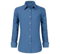 Stamain Women Steel Blue Long Sleeve Stretch Dress Shirt Slim Fit Button Up Shirt for Office and Business S