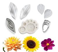 Stamens+ Petal Mould Sets x3 Dahlia+Sunflower+Cosmos Fondant Moulds 14pcs Petal Cutters+ Silicone Moulds for Clay Cupcake Toppers Edible Sugar Craft Cake