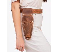 STAMESKY Hori Hori Leather Sheath belt with Pruner and Scissor Pockets. Personalized florist Tool Belt Leather, Gardening Belt with pockets. (Brown)