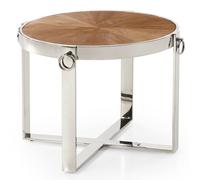 stamford ash veneer end table with stainless steel frame