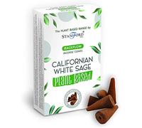 Stamford Backflow Incense Cones - Californian White Sage - Plant Based - 3 Pack Set (36 Cones Total) - Cleansing & Purifying Aroma - For Meditation, Yoga, Relaxation