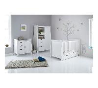 Obaby Stamford Classic Sleigh 3 Piece Room Set - White, White