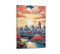 Stamford Connecticcut Vintage Travel Poster Artworks Canvas Room Aesthetic Wall Art Prints Home Modern Decor 20x30inch(50x75cm)