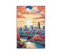 Stamford Connecticcut Vintage Travel Poster Canvas Wall Art Picture Prints Hanging Photo Idea Decor Homes Artworks 20x30inch(50x75cm)