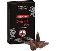 Stamford Dragon’s Fire Backflow Incense Cones - 3 Pack (36 Cones Total) | Spicy Vanilla & Rose Fragrance | Aromatherapy, Meditation, Yoga & Relaxation | Use with Backflow Burner