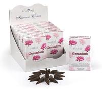 Stamford Geranium Incense Cones 12 Pack Set with JRose Trolley Coin Keychain, Floral Scent, 180 Cones Total for Home Relaxation and Fresh Aroma