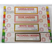 Stamford Hand Rolled Masala Incense Sticks-Sandalwood, Rose Garden, White SAGE, Patchouli (12 Sticks in a Box) with London Coaster by Sterling Effectz