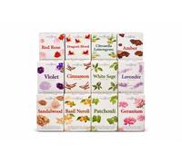 Stamford Incense Cones 12 Pack Assorted Fragrances with JRose Trolley Coin Keychain, 180 Cones Total, 15 per Box, Home Fragrance Collection