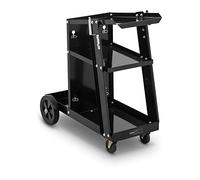 Stamos Welding Group Steel Welding Cart Welding Trolley Welder Angled Top 3 Shelves Black 80kg SWG-WC-4 (Powder-Coated Steel, Front Wheels 75mm, Rear Wheels 190mm)