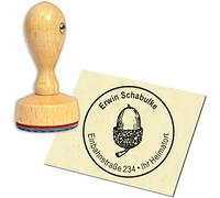Stamp Address Stamp Wooden Stamp Acorn Round Diameter 40 mm Personalised as Company Stamp Name Stamp Office Stamp