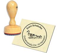 Stamp Address Stamp Wooden Stamp Duck Mother Round Diameter 40 mm Personalised as Company Stamp Name Stamp Office S
