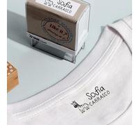 Stamp by Me Kids Clothing & Book Rubber Stamp, Customizable, Self-Inking, Resistant Ink, 1000+ Applications, Black/White