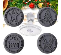 Stamp Christmas Round Non-Stick Reusable Smooth | Cookie Cutter Mould Press Set for Kitchen Bakery Home Cafe Restaurant School Classroom Studio