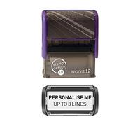Stamp Design 4U Imprint 12 48x18mm 3 Line Personalised Stamp Premium Custom Made Self-Inking Business Address Rubber Stamp with Black Ink