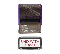 Stamp Design 4U Imprint 12 RED 48 x 18mm Self-Inking Rubber Stamp - Paid with Cash in Red Ink