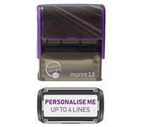 Stamp Design 4U Imprint 13 58x22mm 4 Line Personalised Stamp Premium Custom Made Self-Inking Business Address Rubber Stamp with Violet Ink