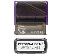 Stamp Design 4U Imprint 13 58x22mm 4 Line Personalised Stamp Premium Custom Made Self-Inking Business Address Rubber Stamp with Black Ink