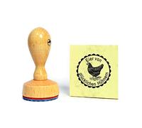 Stamp Eggs of Happy Chickens - Black Chicken - Personalised Text Possible - Diameter 20 mm