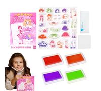 Stamp Fashion Dress up Book, Collecting Book Dress up Stamp Toy, Girls Costumes Game Travel Play EducationalToy for Easter Birthday Children's Day