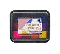 Stamp Pads - Washable Fingerprint Ink Set | Rainbow Color Craft Pad | 12 Bright Nontoxic Ink Options for Scrapbooking Card Making Art | Safe Inks Pad for Boys Girls School Projects Creative Activities