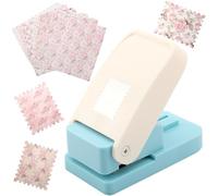 Stamp Puncher, 1.5X1.5inch Square Hole Punch with 12Pcs Scrapbook Journaling Paper, Postage Stamp Punch for Crafting Scrapbooking DIY Card Making