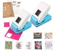 Stamp Puncher - 1x0.8inch Rectangular Postage Stamp Punch, Portable Stamp Shaped Paper Punch for Scrapbooking, Card Making, Junk Journals and DIY Embellishments (2Pcs)