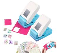 Stamp Puncher - Creates, Stamps Shaped Paper Punches for Crafting, Portable Embossing Machine with Scalloped Edges, for Paper Crafting, Scrapbooking, DIY Card and Journal (2Square)