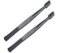 Stamp Tweezers Philately Stamp Collecting Tools Stainless Steel Flat Paddle End Style Anti-Slip Tweezers for Handling Stamps Stickers Sheet Material Etc 2PCS