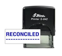 Stampcrafters Shiny S-842 RECONCILED Self Inking Office Stationery Stamp Refillable Personalized Rubber Stamp.