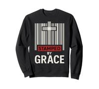 Stamped By Grace Ephesians 2:8 Christian Barcode Cross Faith Sweatshirt