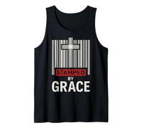 Stamped by Grace Ephesians 2:8 Christian Barcode Cross Faith Tank Top
