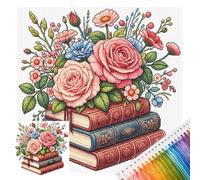 Stamped Cross Stitch Kit 14CT Cotton 30x30cm Thread(Rose Library)