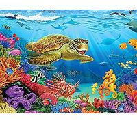Stamped Cross Stitch Kit with Fabric DIY Embroidery Kits for Beginners Children & Adults with 11CT Printed Pattern Animal Turtle 40 * 50cm