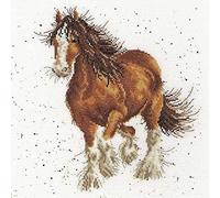Stamped Cross Stitch Kit with Fabric DIY Embroidery Kits for Beginners Children & Adults with 11CT Printed Pattern Animal Horse 40 * 50cm