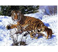 Stamped Cross Stitch Kit with Fabric DIY Embroidery Kits for Beginners Children & Adults with 11CT Printed Pattern Animal Tiger 40 * 50cm