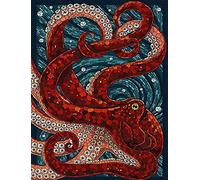Stamped Cross Stitch Kit with Fabric DIY Embroidery Kits for Beginners Children & Adults with 11CT Printed Pattern Animal Octopus 40 * 50cm