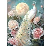 Stamped Cross Stitch Kits, Animals Peacock and Flowers Pre Printed Cross Stitch Kit Embroidery Kits for Beginners 40x50cm