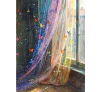 Stamped Cross Stitch Kits DIY Counted Embroidery Needlepoint Kit a Rainbow on The Windowsill 2 Cross Stitch for Adults Beginners Crafts Home Decor 11CT：40×50Cm