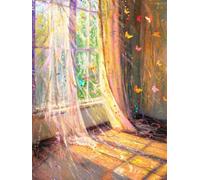 Stamped Cross Stitch Kits DIY Counted Embroidery Needlepoint Kit a Rainbow on The Windowsill 3 Cross Stitch for Adults Beginners Crafts Home Decor 11CT：40×50Cm